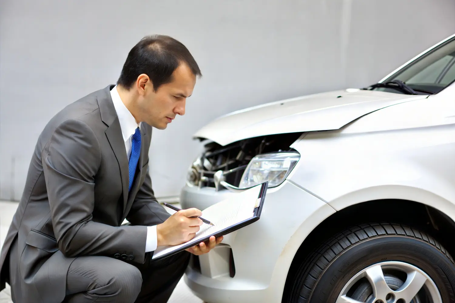 Mechaniker erklärt dem Kunden in einer modernen Autowerkstatt Details zur Autoreparatur